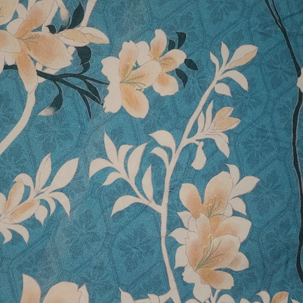 Novella Royale Evie skirt aqua lilies S blue floral bodycon pencil shirred - Picture 16 of 16